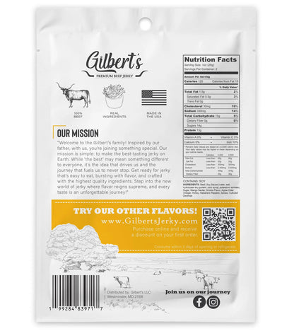 Back of Mango Habanero bag - Gilberts Premium Beef Jerky
