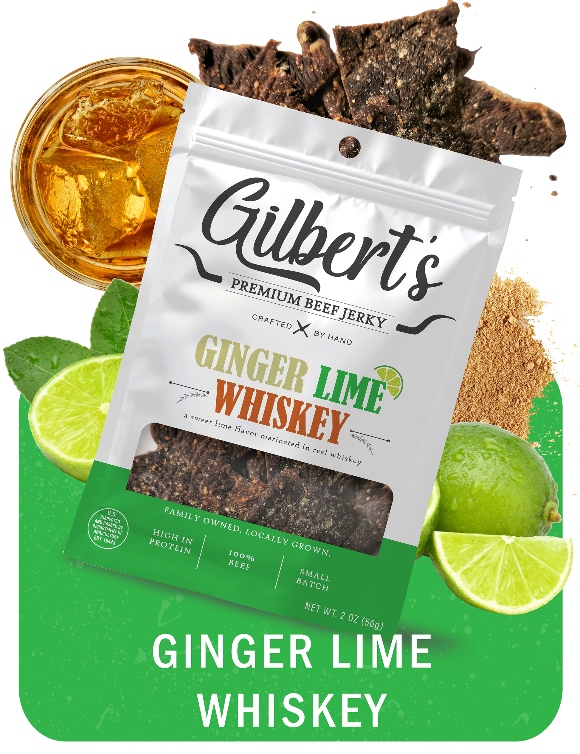 Ginger Lime Whiskey - Gilberts Premium Beef Jerky