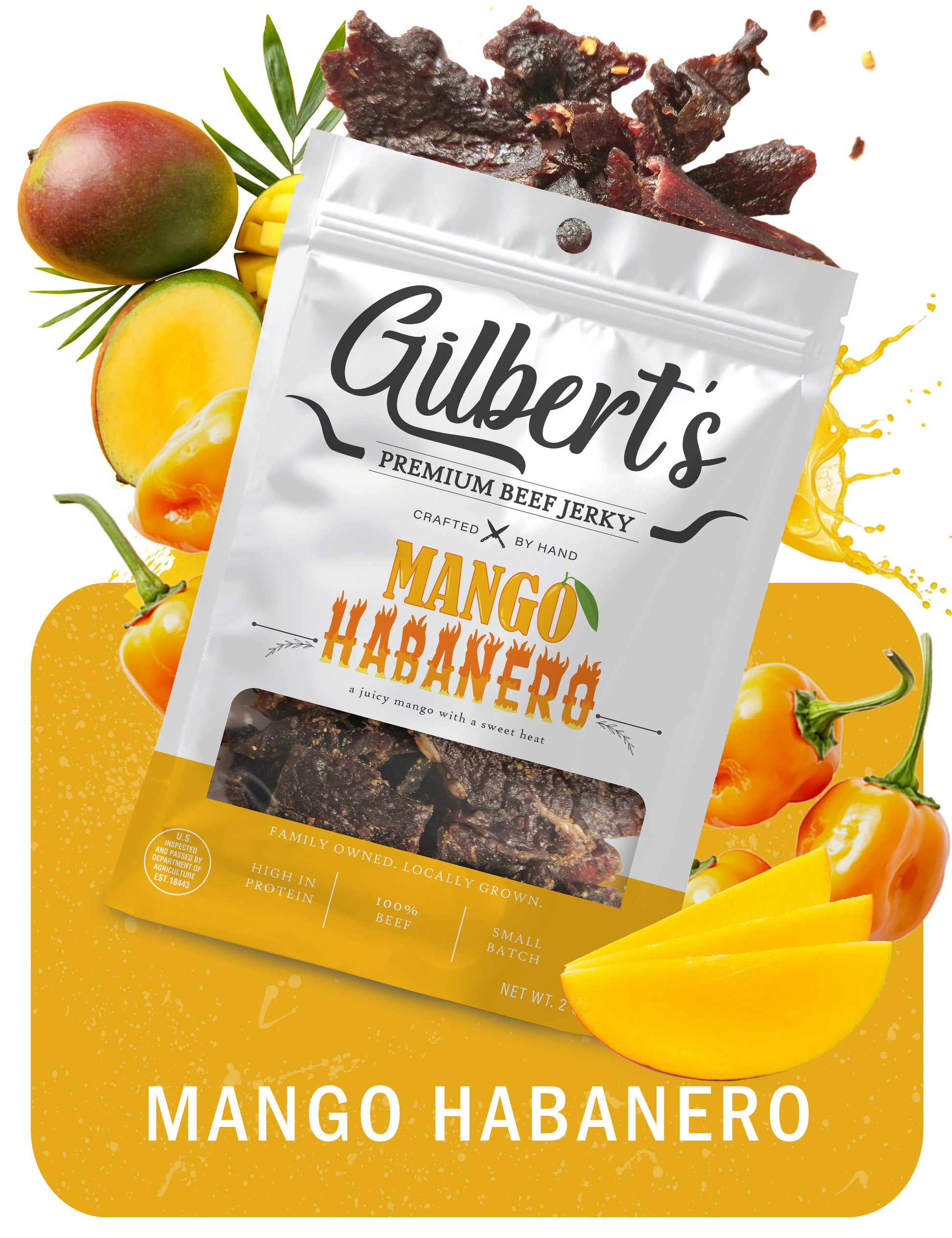 Mango Habanero - Gilberts Premium Flavored Beef Jerky