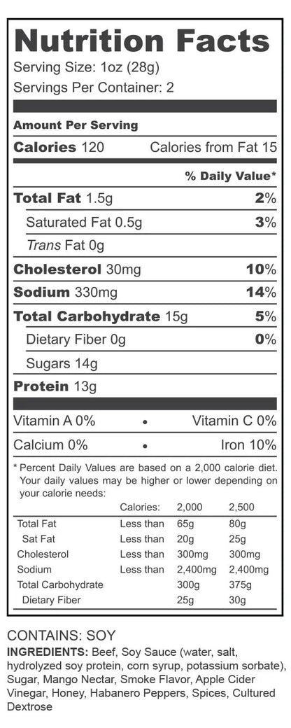 Mango Habanero ingredient list