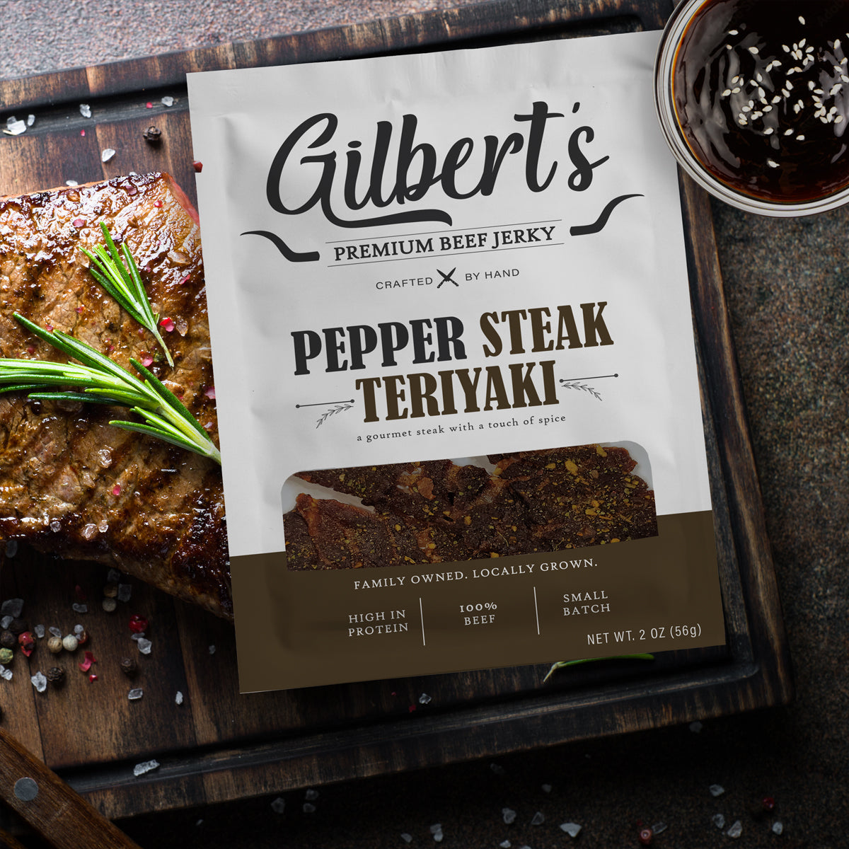 Pepper Steak Teriyaki- 2oz "A gourmet steak with a touch of spice."