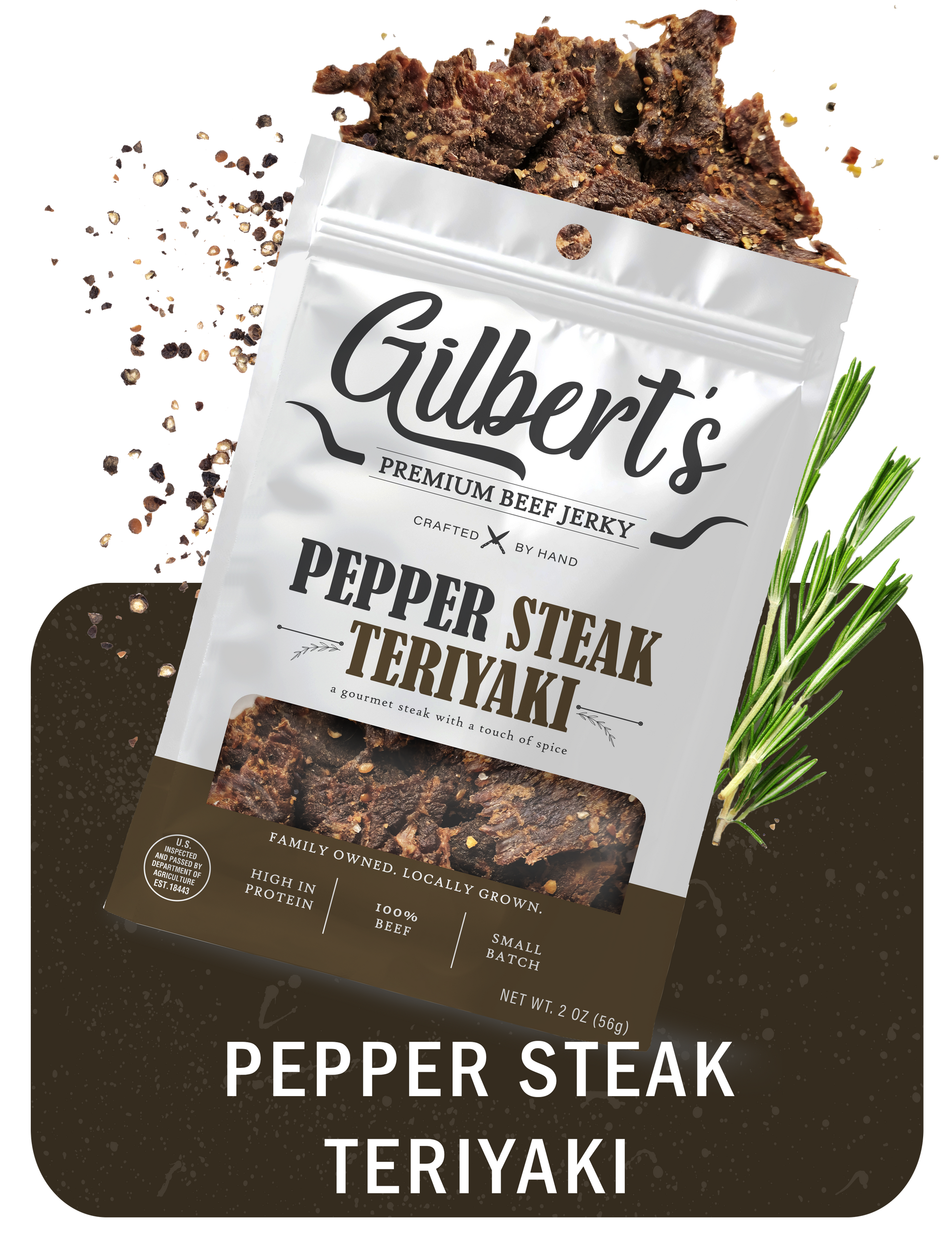 Pepper Steak Teriyaki - Gilberts Premium Beef Jerky