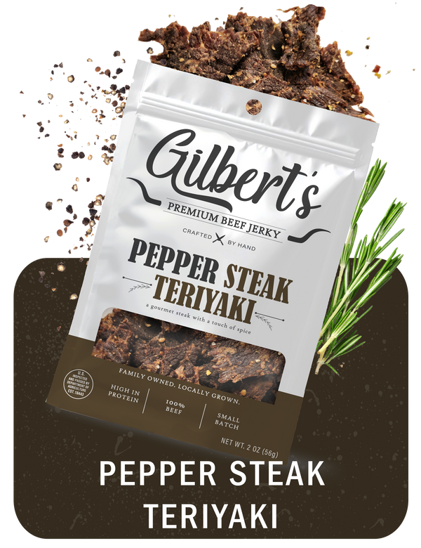 Pepper Steak Teriyaki - Gilberts Premium Beef Jerky