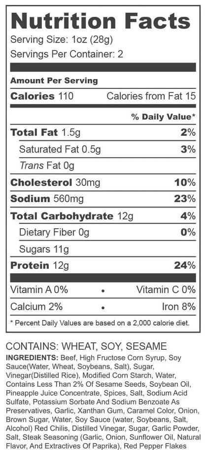Sweet SrirHOTcha ingredient list